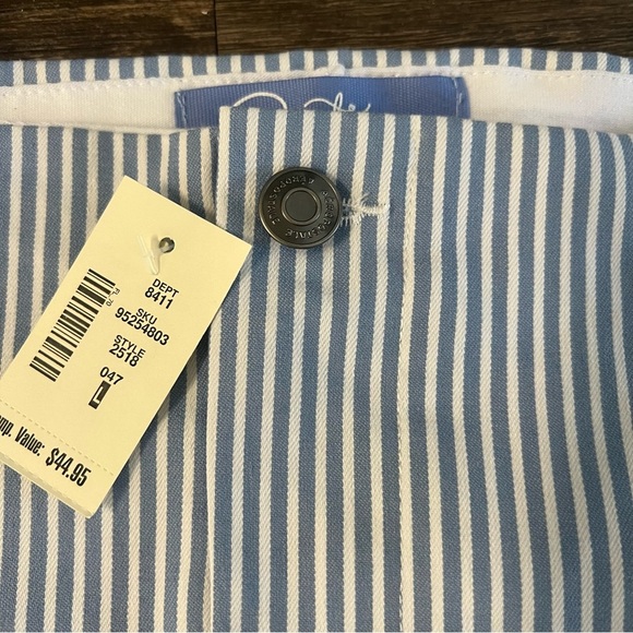 NWT Demetra Aeropostale Blue White Striped Low-Rise Denim Mini Pocket Skirt L - Picture 5 of 12